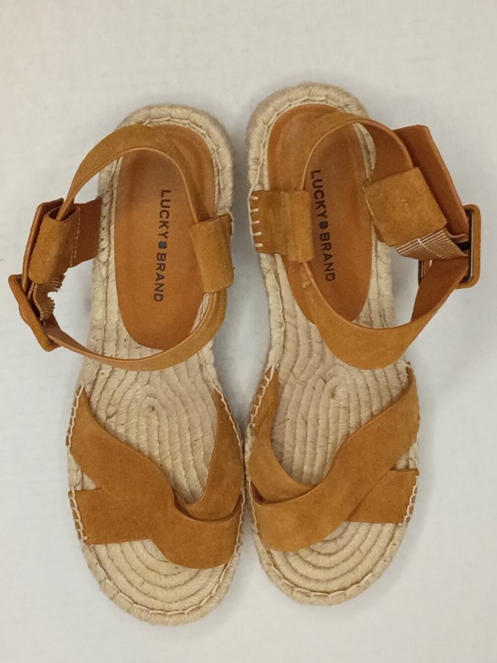 Lucky Brand Audrinah Suede Espadrille Wedge Sandals Tan Size 10M